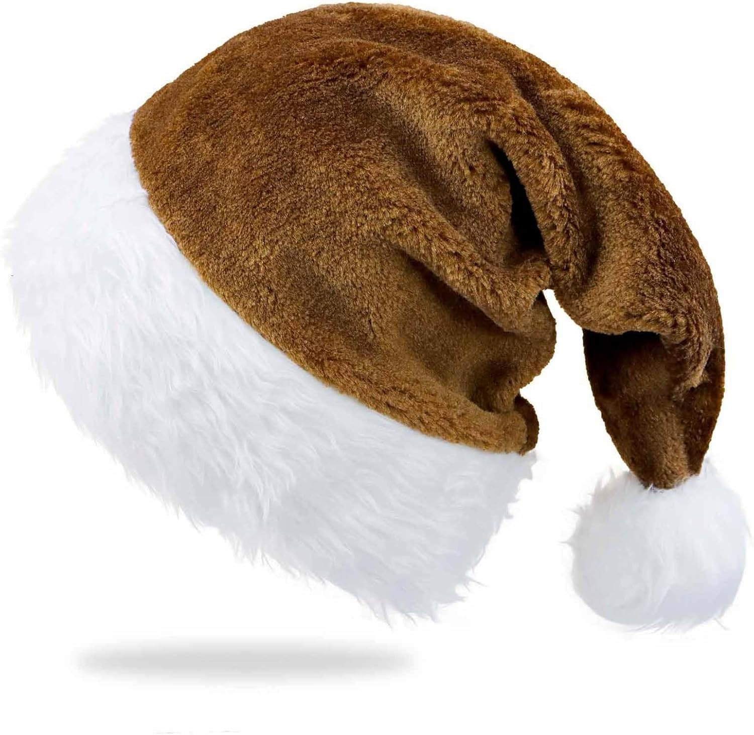 Brown Santa Hat Christmas Hat Xmas Holiday Hats for Unisex Adults Comfortable...