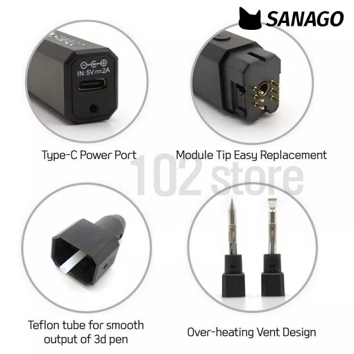SANAGO New Sanago Premium 3D Pen Set 3 Type Module Replaceable Korean Artists
