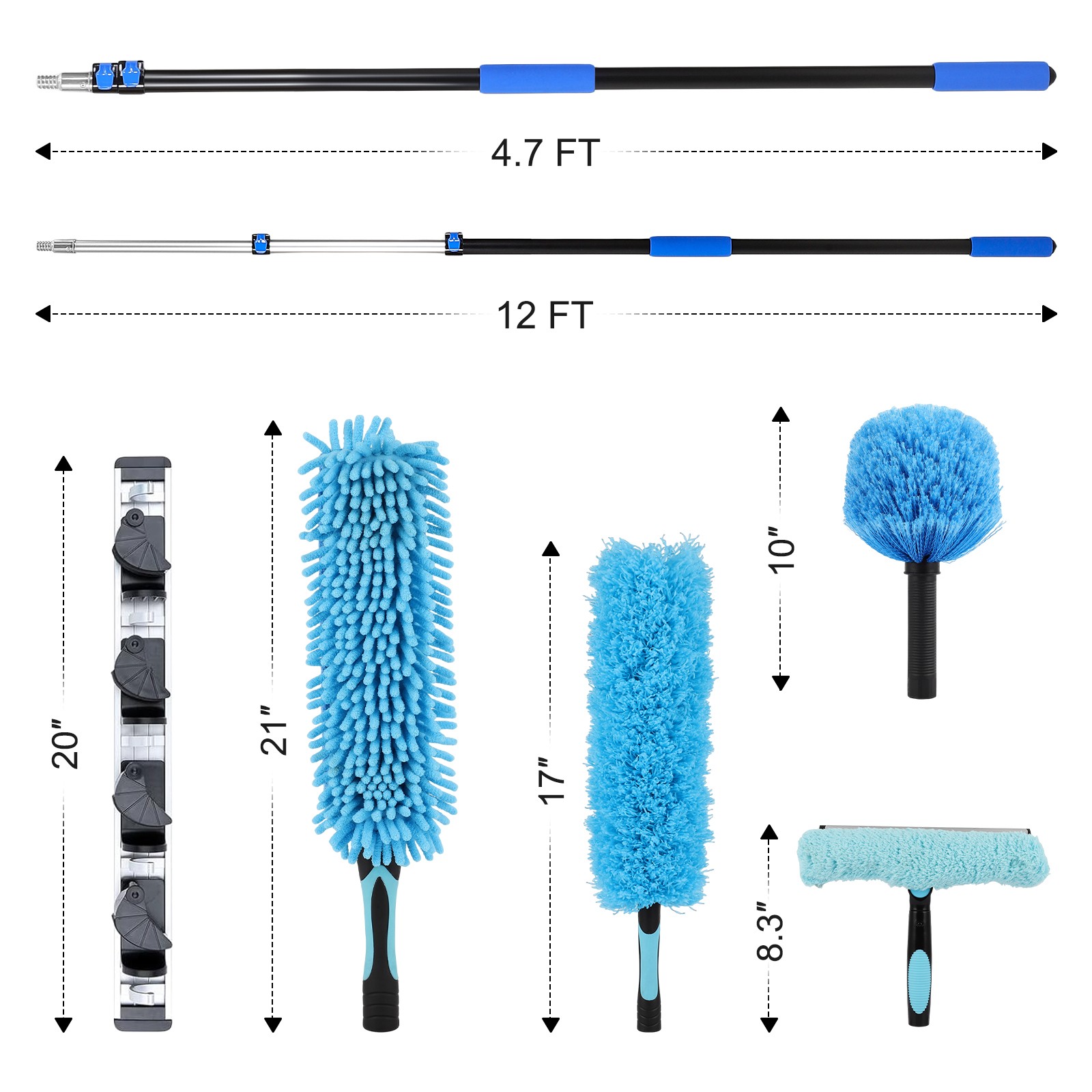 20ft High Reach Duster Kits, High Ceiling Duster for Cleaning High Roof
