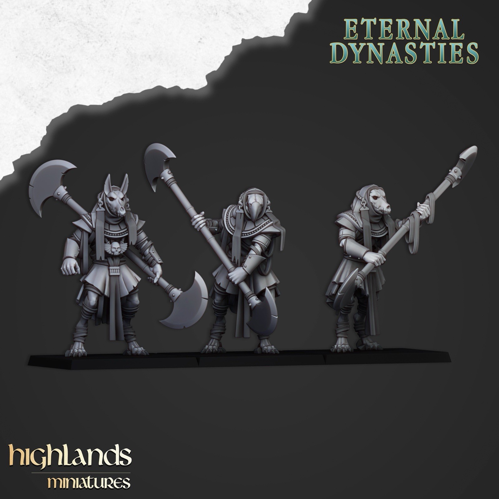 3 Anubis Guard Melee, Highlands Miniatures, Eternal Dynasties