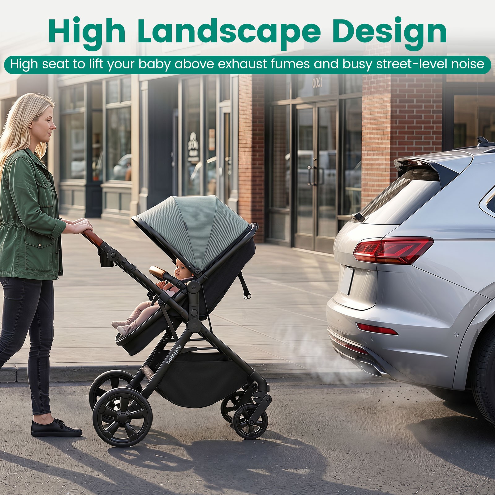 2-in-1 Convertible Baby Stroller with Car Seat Adapters Reversible Seat Holder