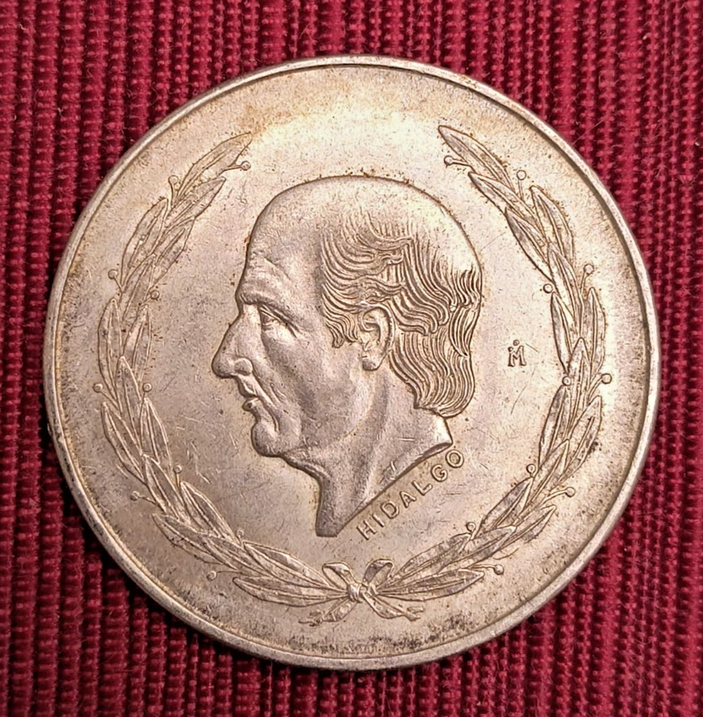 1953 Mexico Silver 5 Pesos Hidalgo Large Crown Coin 27.78g .720 Fine Silver