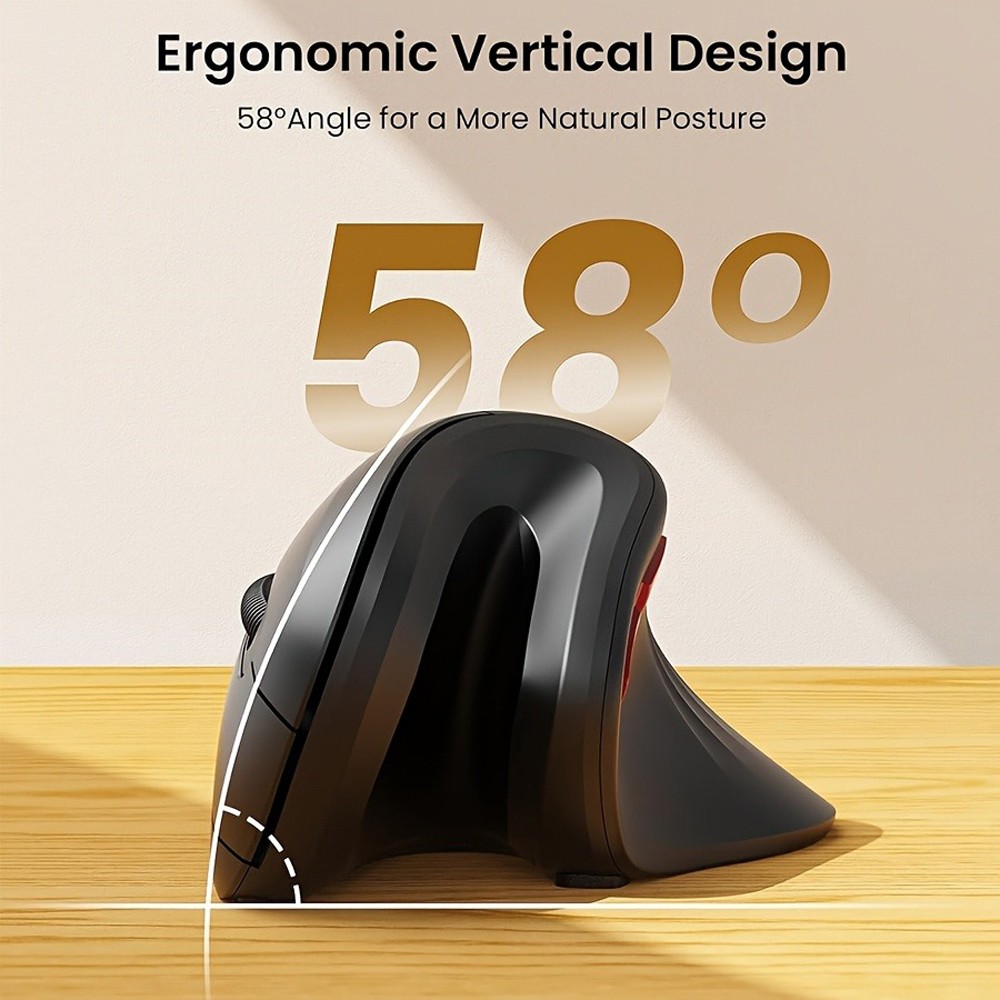 1x High Reliable Dual Mode 2.4G BT Wireless Vertical Mouse for Laptop and Tablet