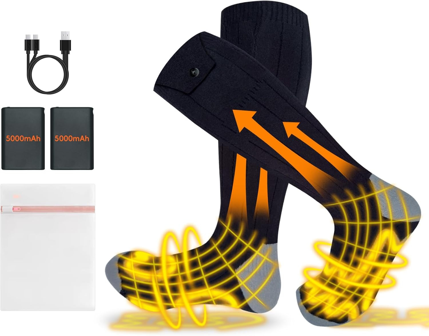 Heated Socks, Electric Heated Socks for Women Men, 5000Mah Rechargeable up to 8