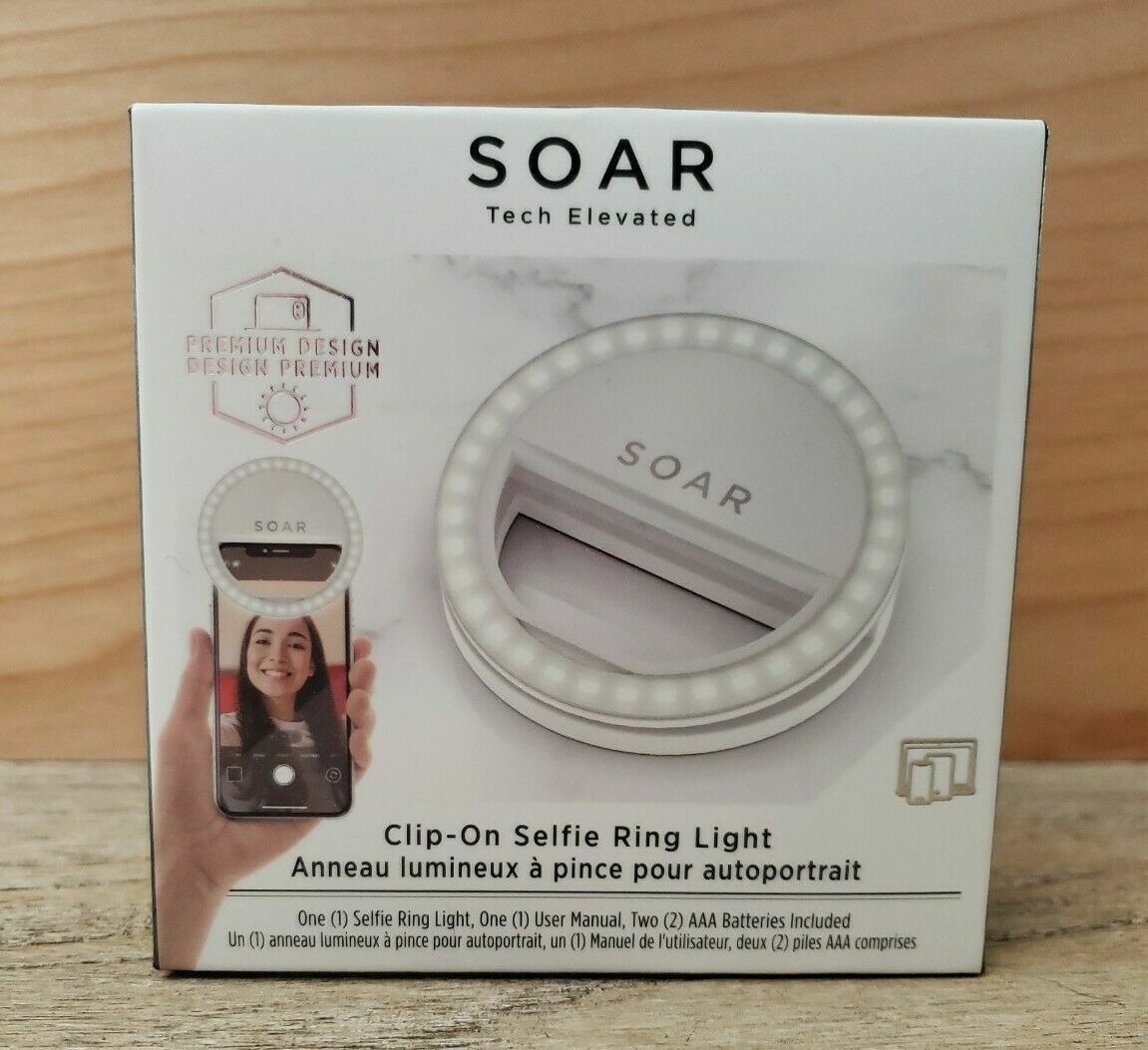 Soar Tech Elevated Clip On Selfie Ring Light --NIB