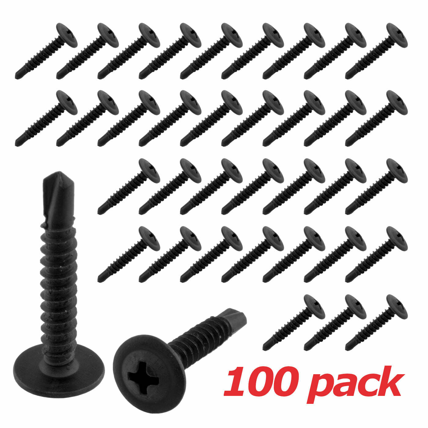 Black Phosphate Phillips Wafer Head Self Tapping/Drilling Screws 1 1/2" (100/pk)