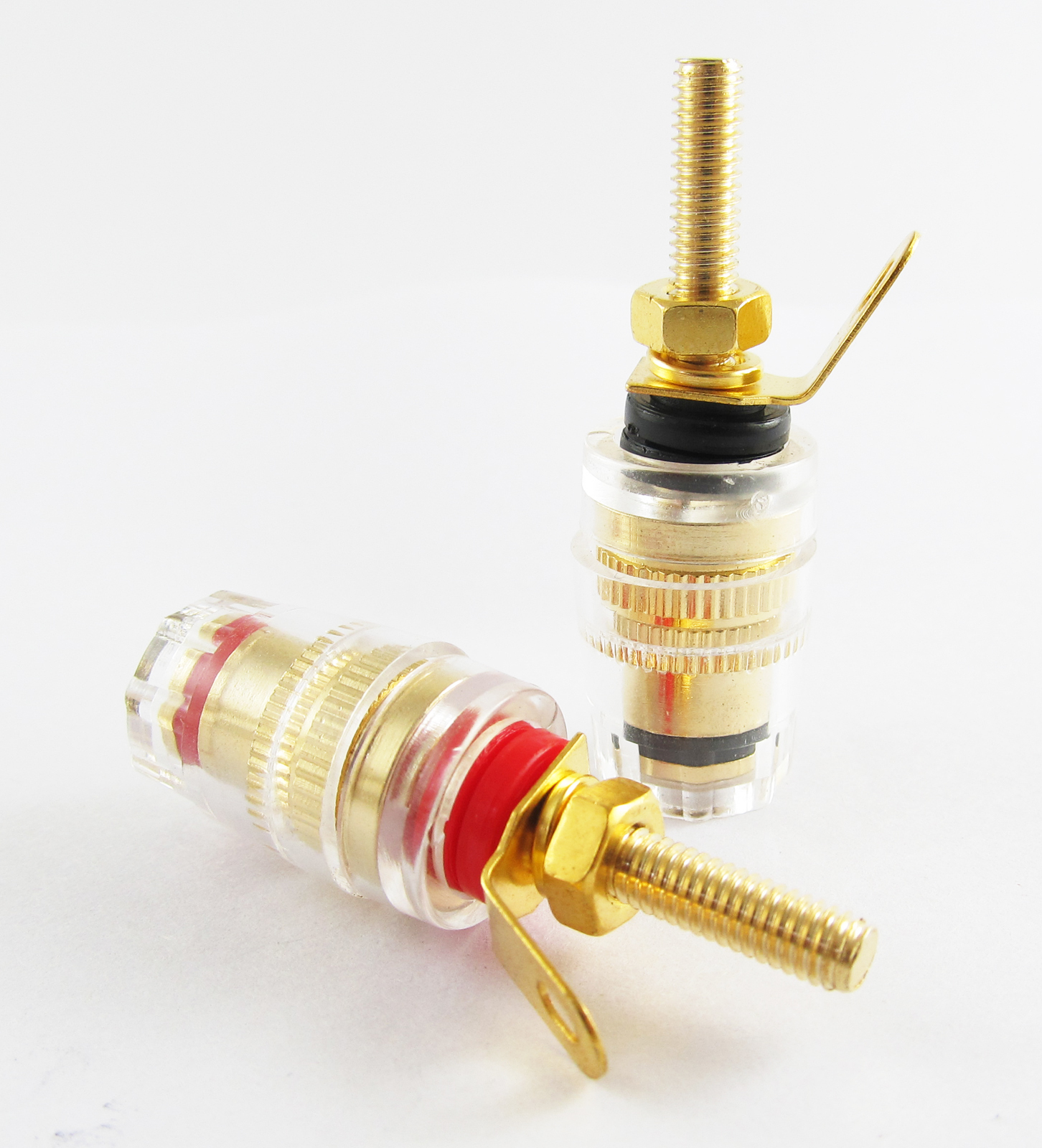 2pcs Copper Gold Audio Speaker 4mm Banana Jack Long Thread Small Binding Post