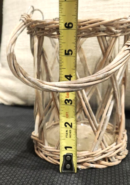 Cute! Wicker Basket & Handle W/Glass Vase for Flowers /Potpourri or? ~Home Decor