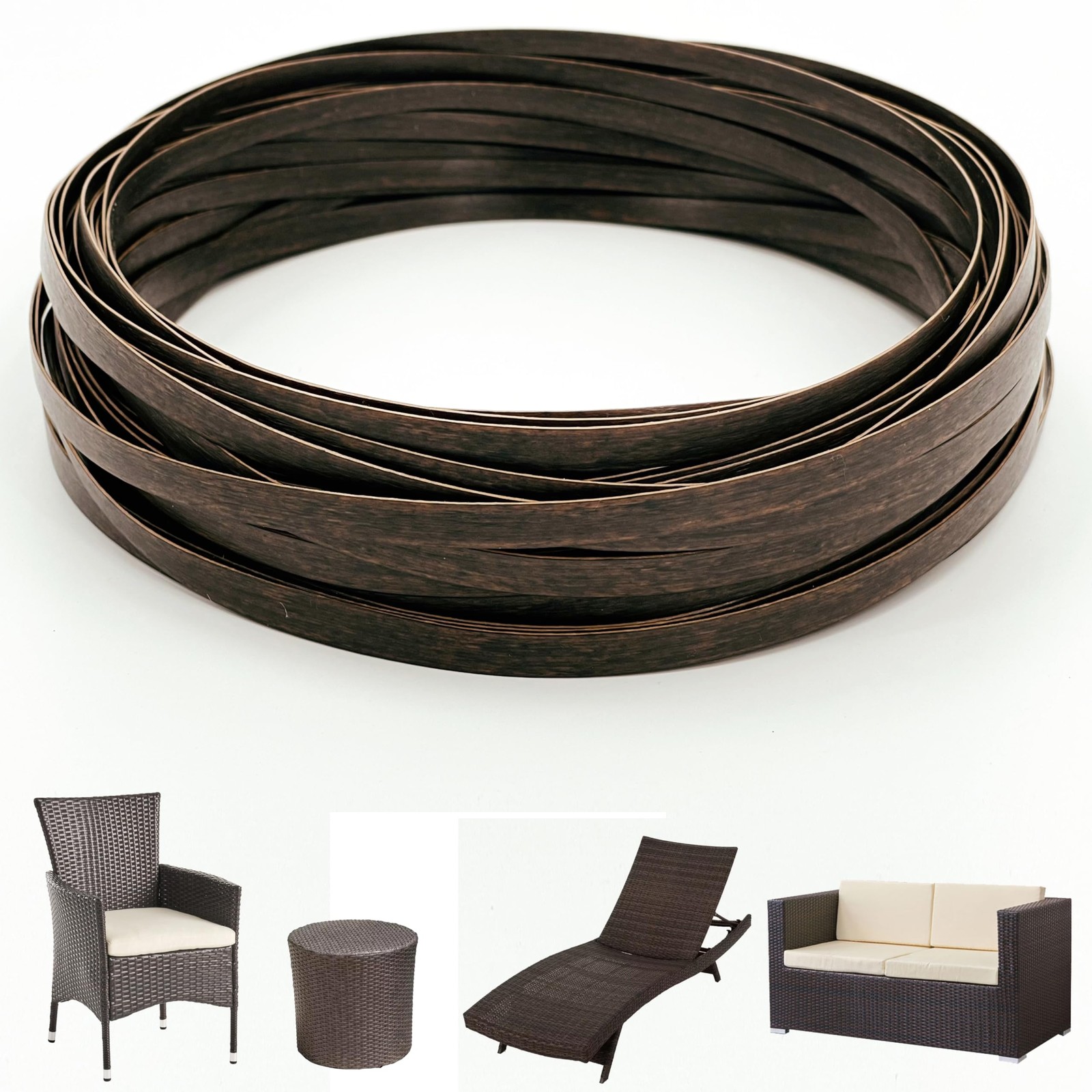 Laphivieh Wicker Repair Kit, Mottled Dark Brown, Polyethylene Material for Pa...