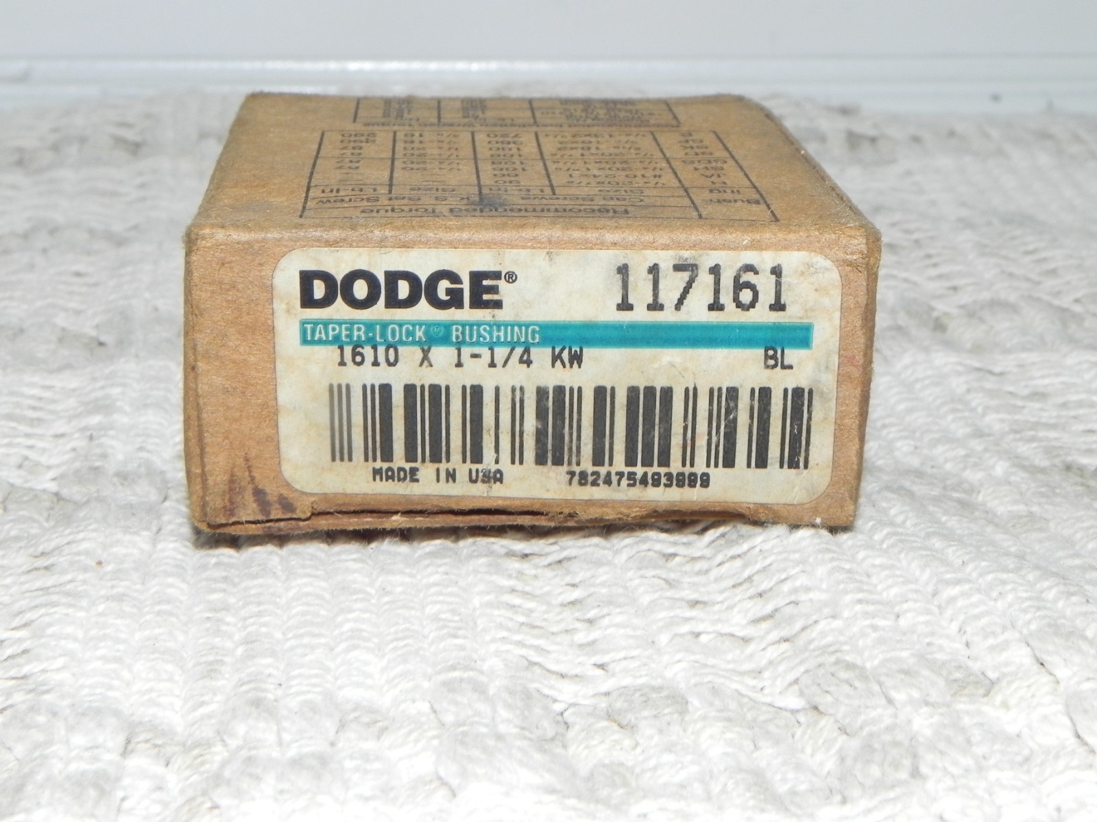 Dodge 1610 x 1-1/4 KW Taper-Lock Bushing 117161, 1-1/4" Bore