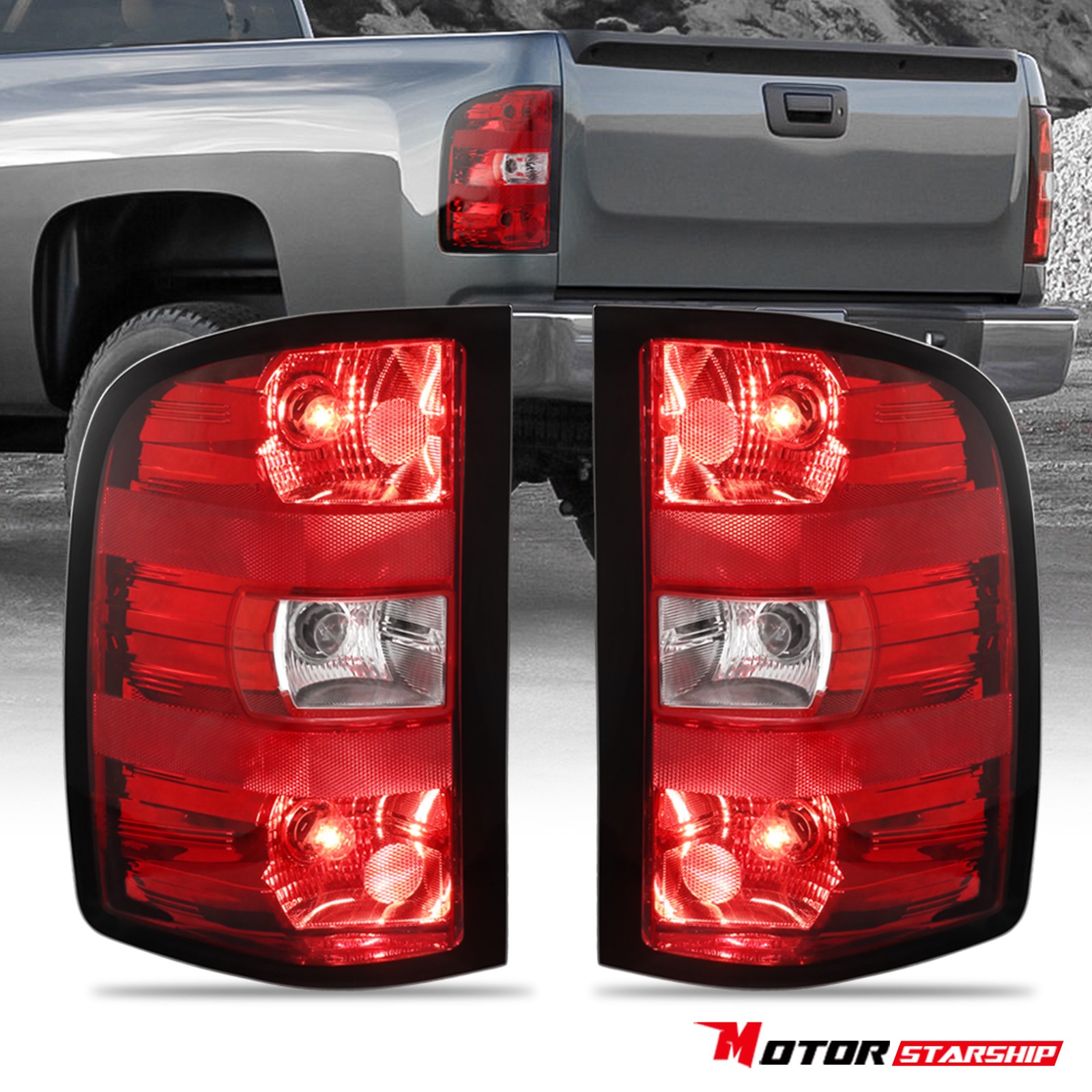 Pair Tail Lights Rear Lamp for 2007-2013 Chevy Silverado GMC Sierra 1500 2500 HD