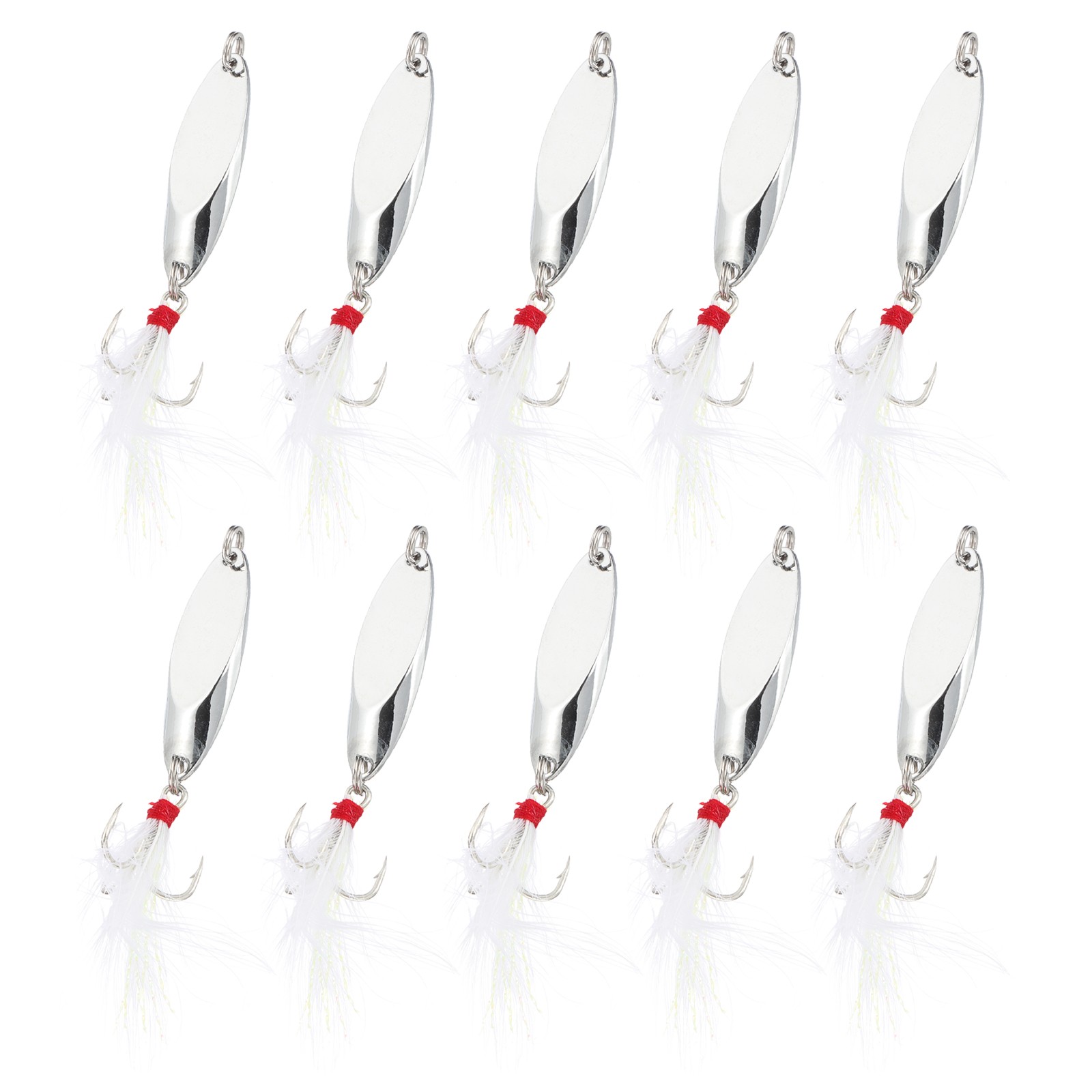 10Pcs 1/5 oz Metal Fishing Spoons Fishing Lures Casting Spoon, Silver Tone