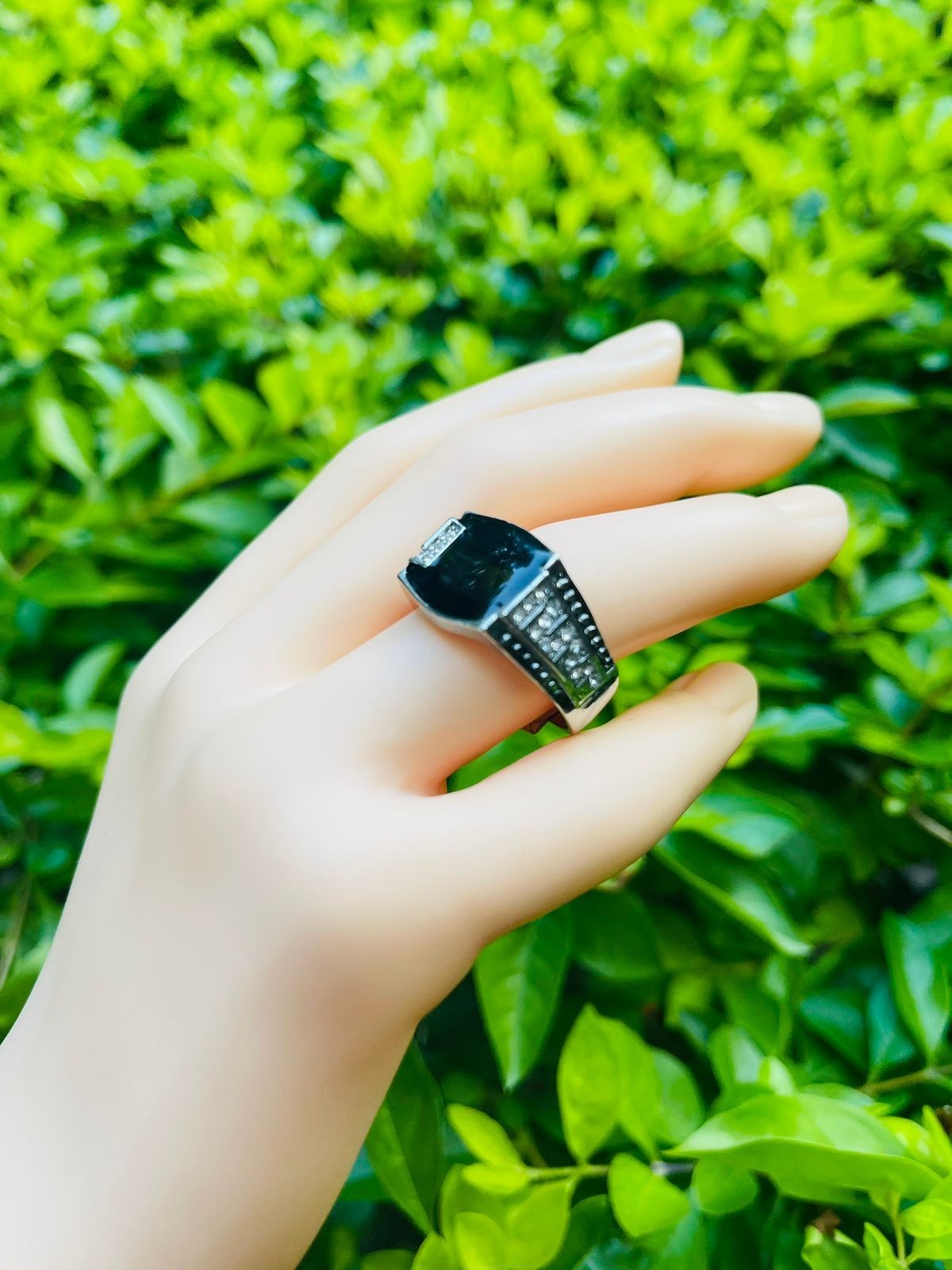Classic black stone ring/yu47