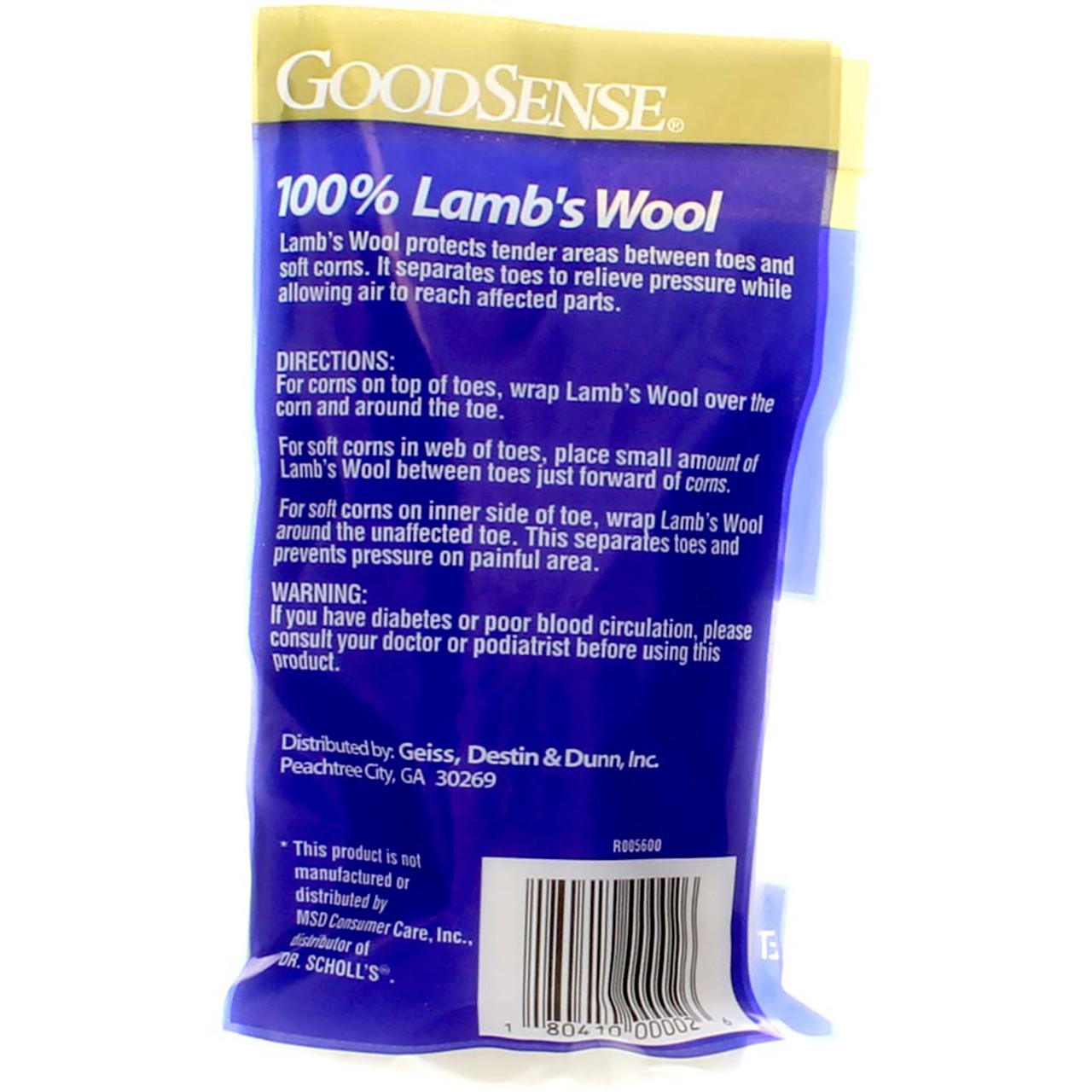 4 Pack GoodSense Lamb's Wool Padding, 0.375 oz