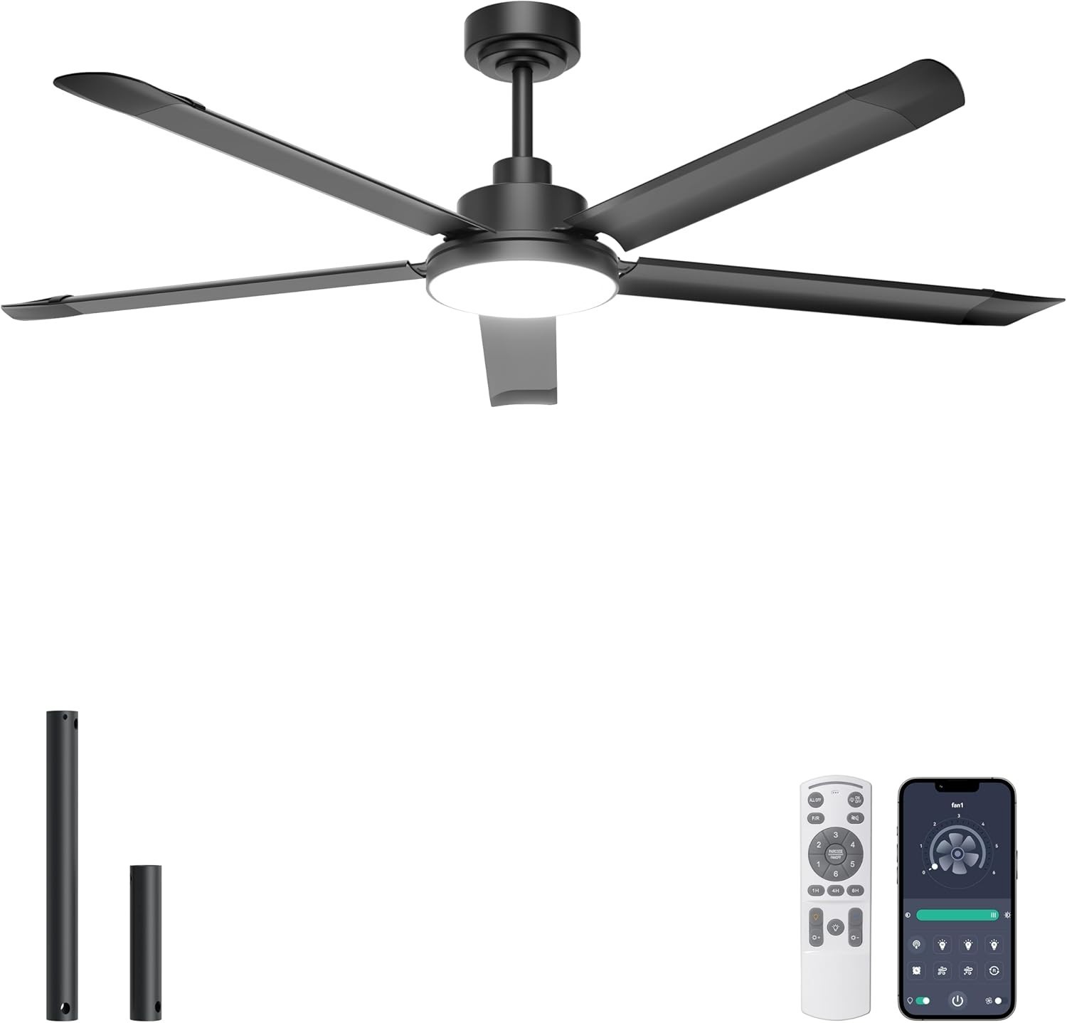 60'' LARGE Industrial Ceiling Fan w/ Lights and 5 Aluminum Blades Indoor/Outdoor