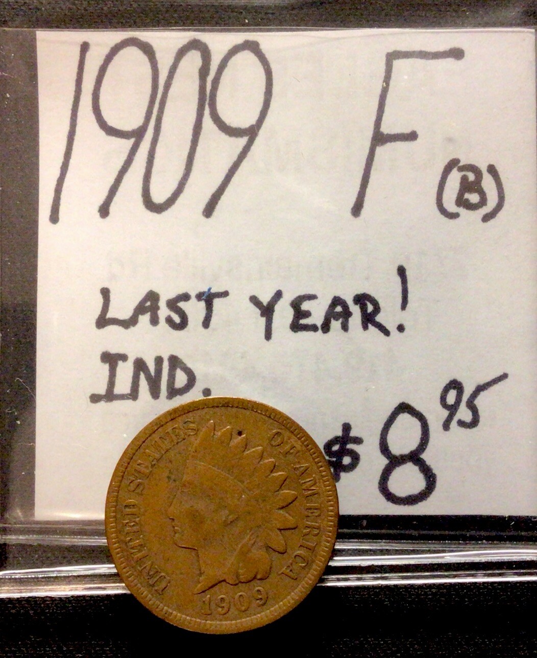1909 Lincoln Wheat Cent F! Last Year Indian Cent! ENN Coins