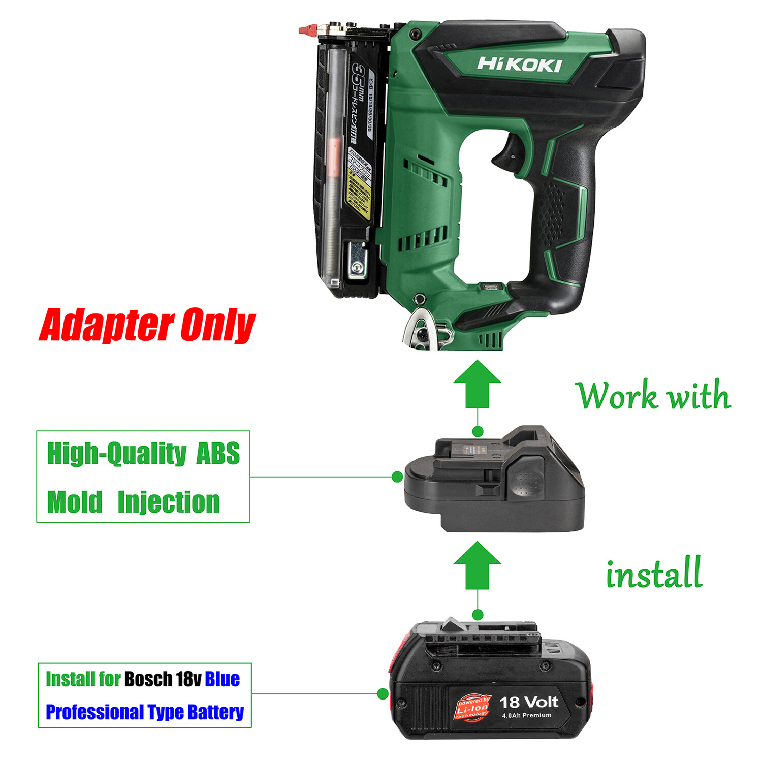 1 Adapter Suitable for HiKOKI 18v Tools To Bosch 18v Blue Professional Batteries