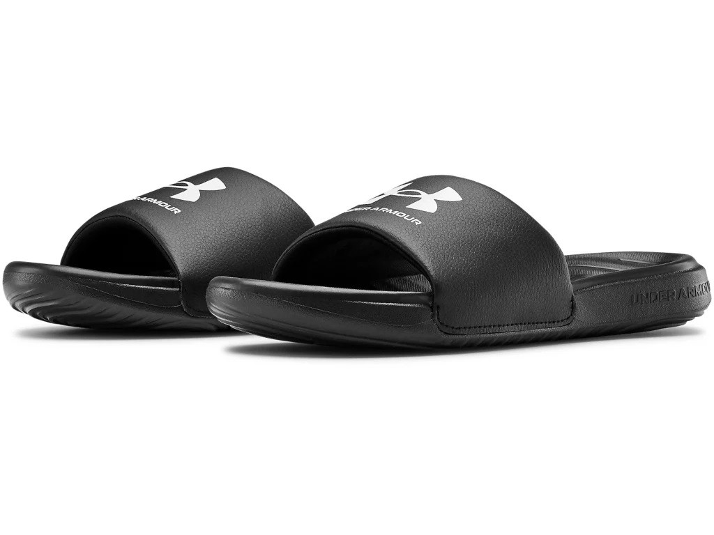 Under Armour 3023772 Women's UA Ansa Fix Slides, Black/White, Size 10