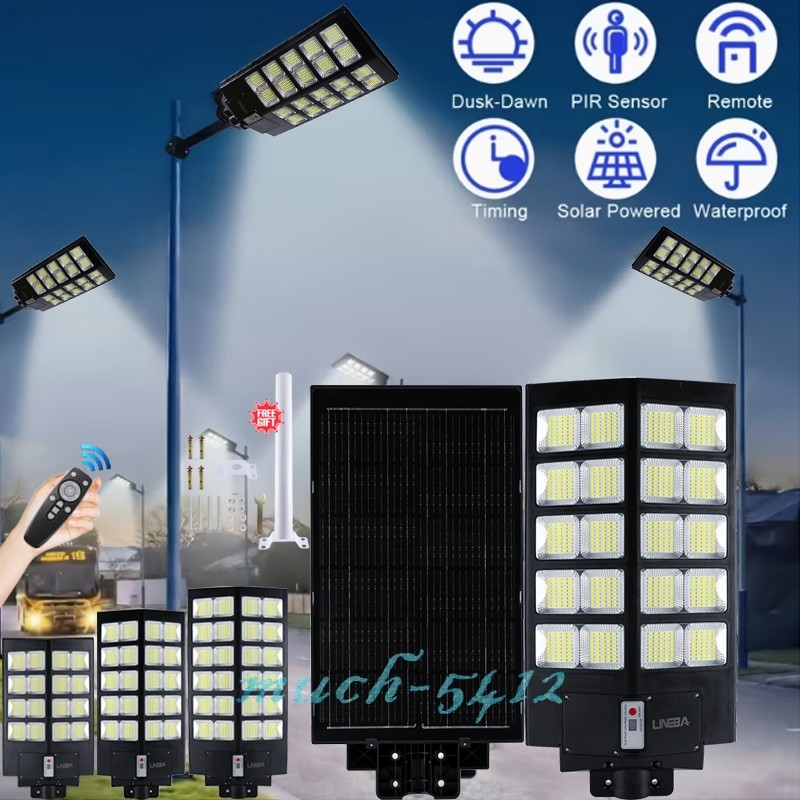 11000W Commercial Solar Street Light Dusk to Dawn Super Bright Outdoor Road Lamp
