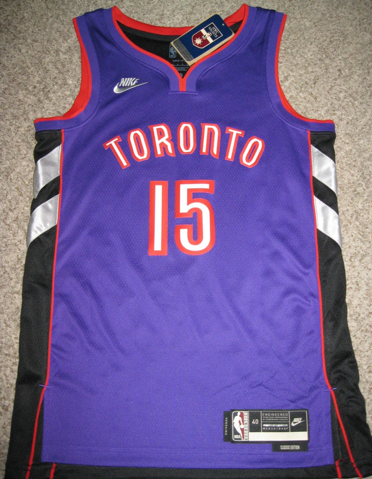 Vince Carter Toronto Raptors Purple/Black Men's Small Nike Swingman Jersey