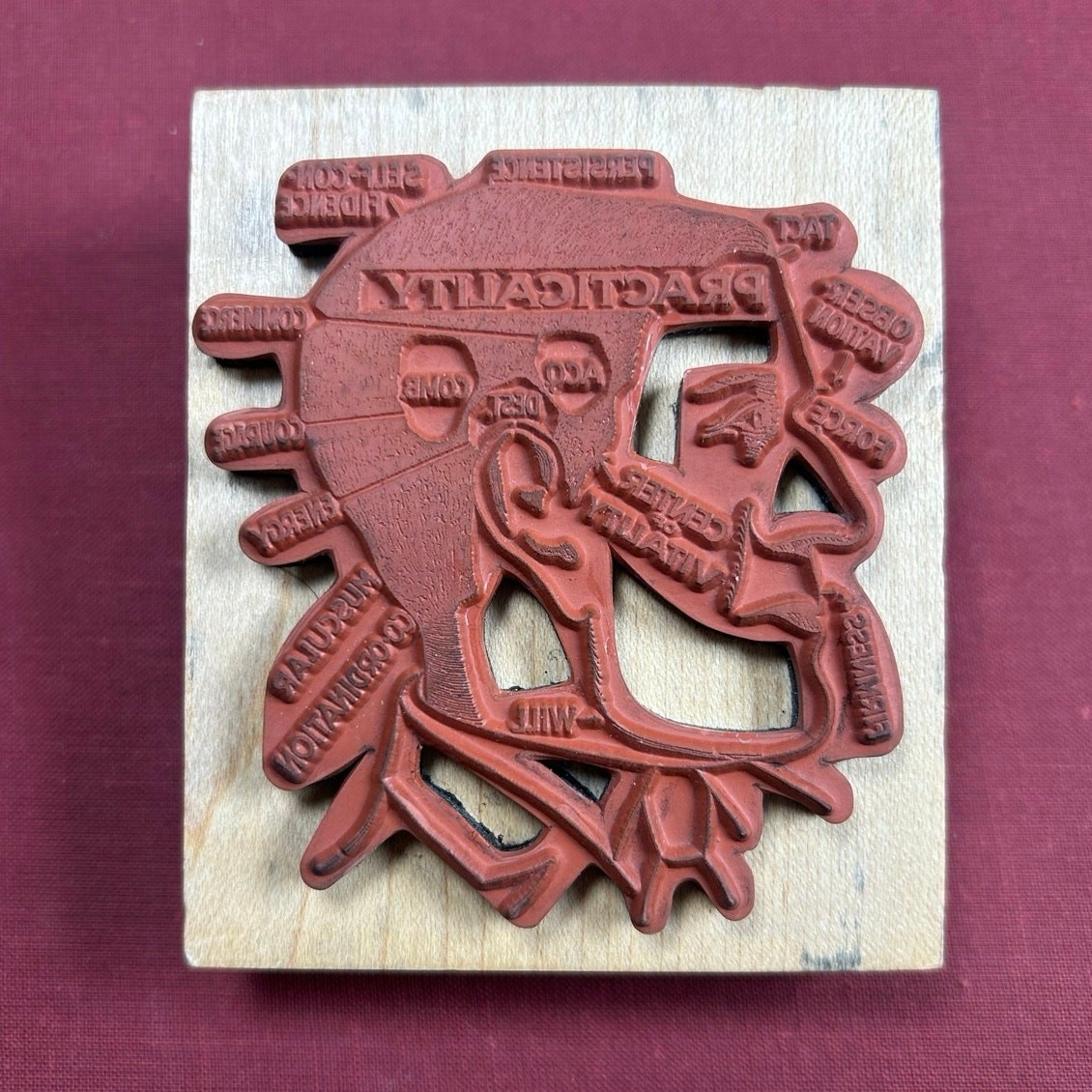 Unique Rubber Stamp- Fabio Martini- Practicality- preowned- 4x3.5" Tin Can Mail