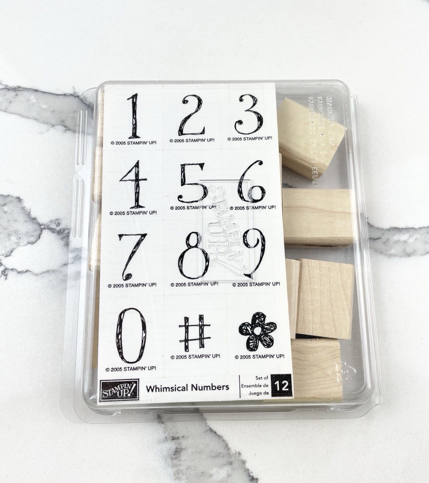 Stampin Up Whimsical Numbers Wood Rubber Stamp Set New