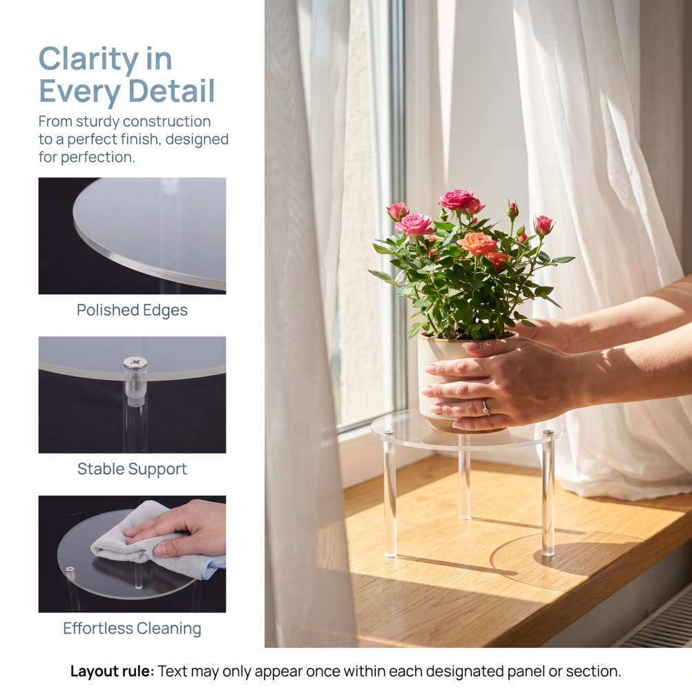 3pcs Round Acrylic Display Riser, Clear Pedestal Riser Board, 6"