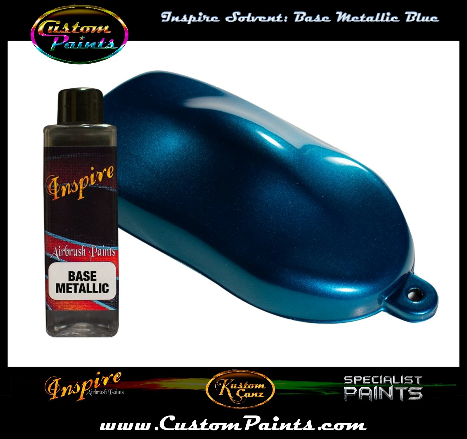 INSPIRE AIRBRUSH BASE METALLIC BLUE 4oz (SOLVENT), CUSTOM PAINT, HOK, ARTIST