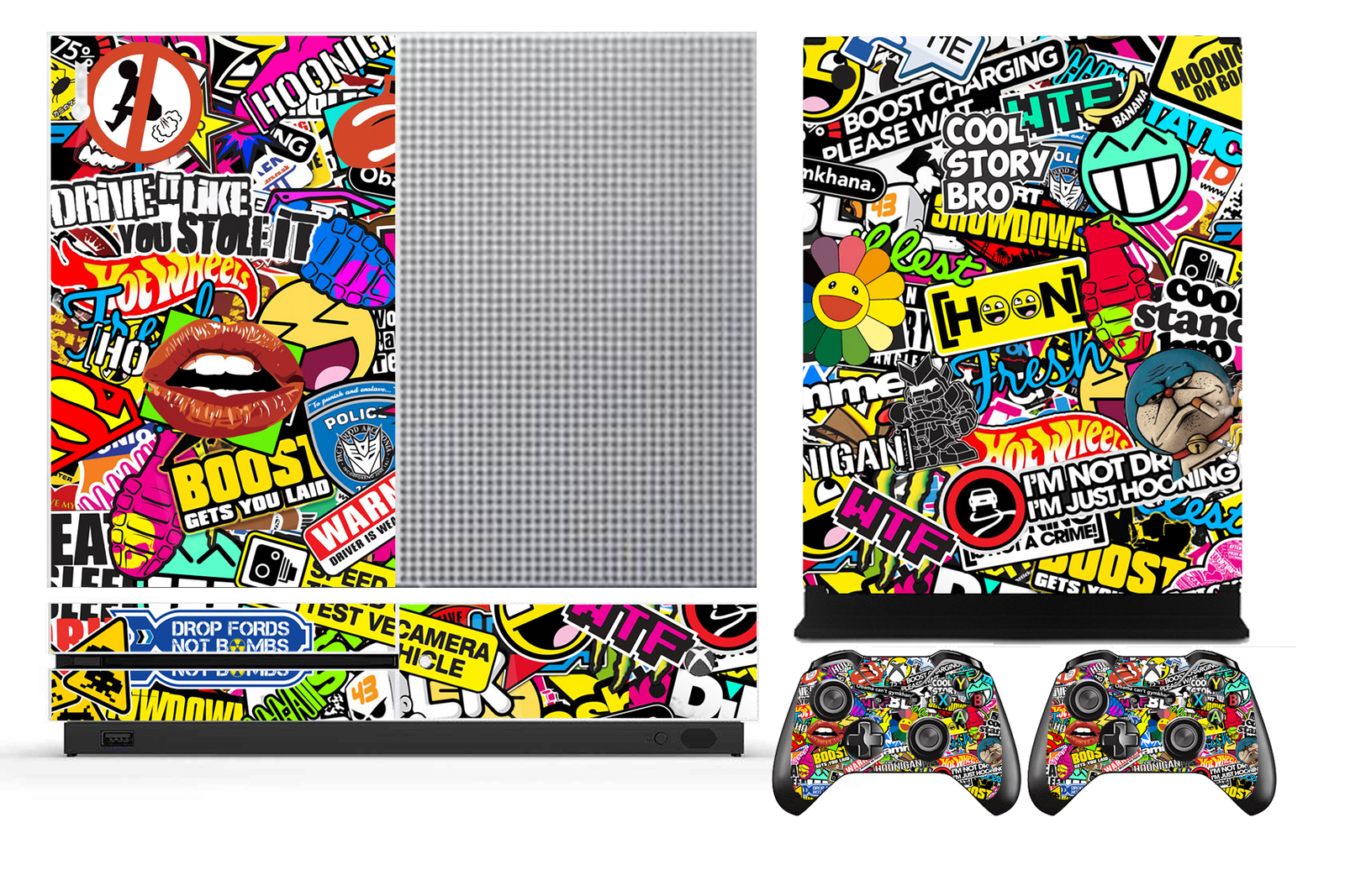 Bombing 262 Vinyl Cover Skin Sticker for Xbox One S (Slim) & 2 controller skins