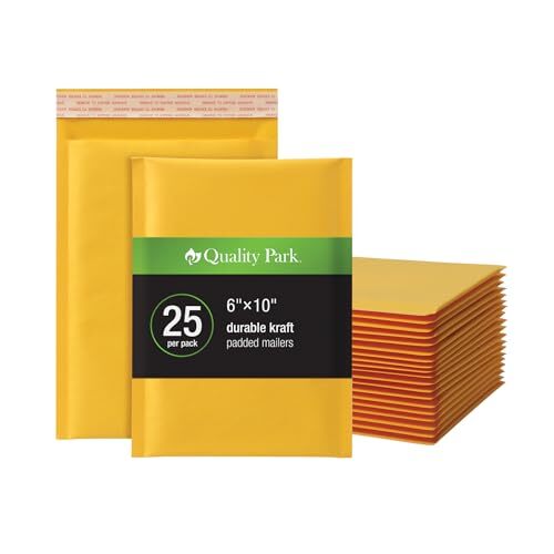 Bubble Mailers, 6 x 10 Inch Padded Envelopes, Durable Brown 25 Count Kraft