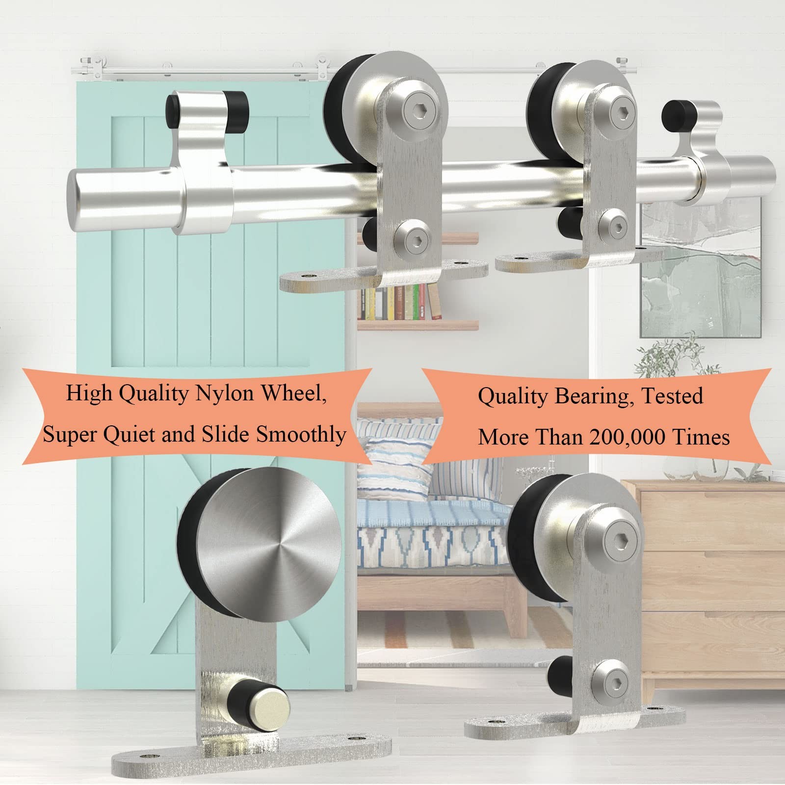 TSMST 6FT Sliding Barn Door Hardware Kit, Track kit, T Shape For One
