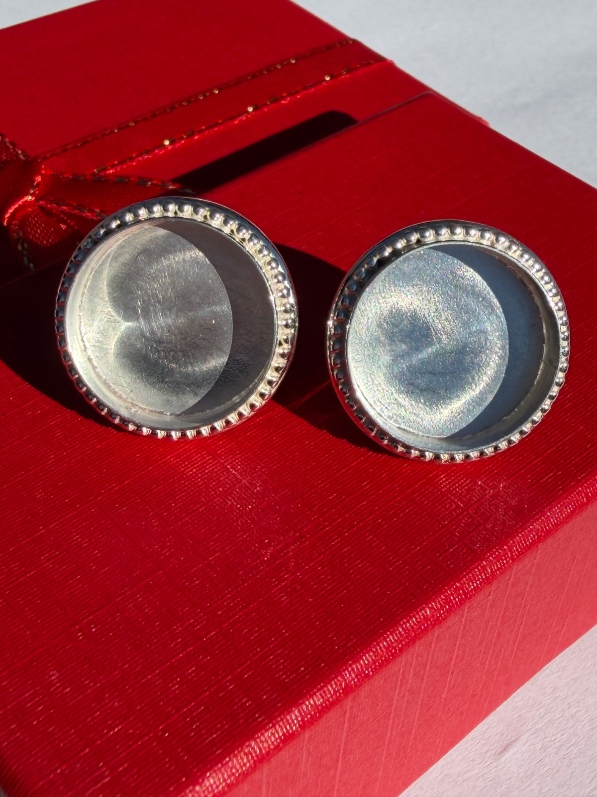 Sterling Silver Round Earring Bezels 15mm