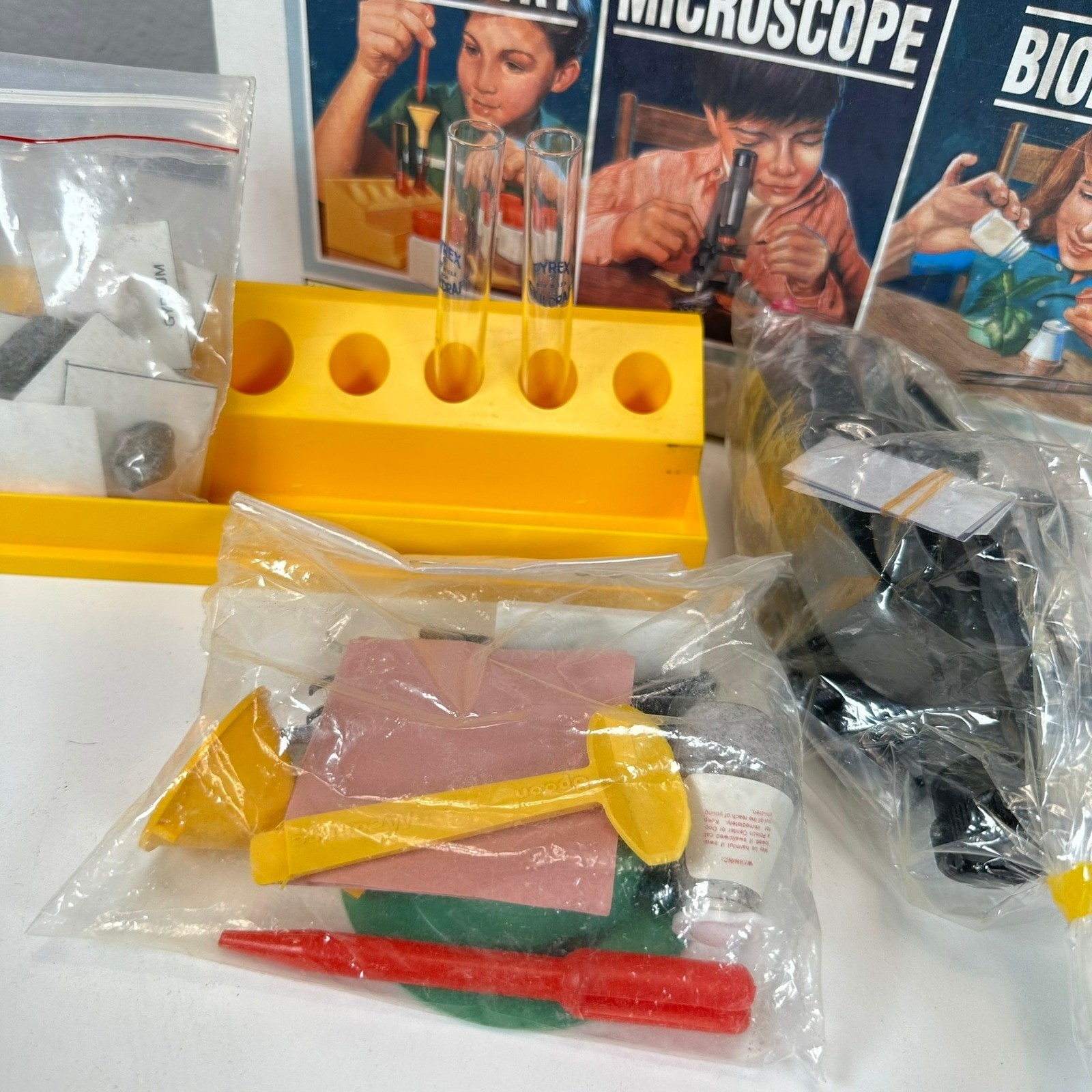 VTG SET Skillcraft Quadlab Tasco Microscope Slides Astronomer Weather SCIENCE