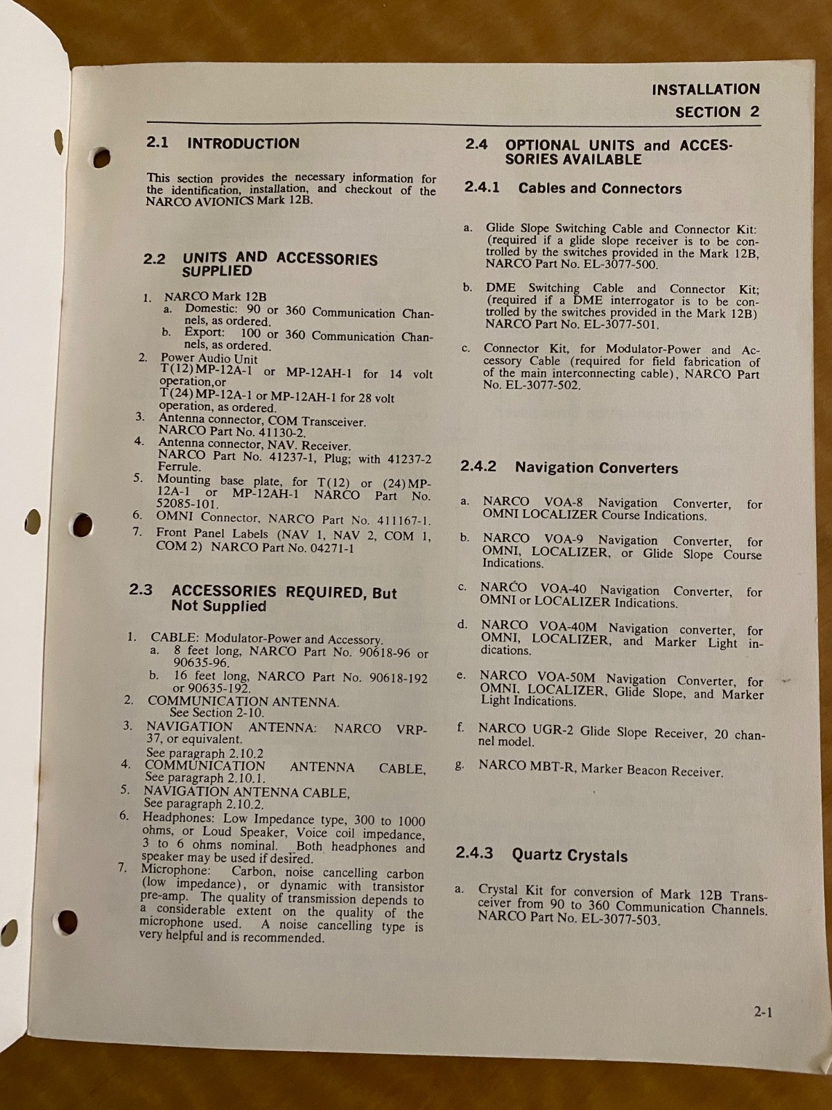 Narco UGR-2 Glide Slope Receiver Installation Manual (1966)