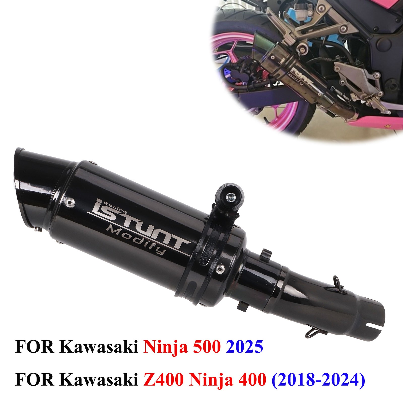 Slip On Motorcycle Exhaust For Kawasaki Z400 Ninja 400 2018-2024 Ninja 500 2025