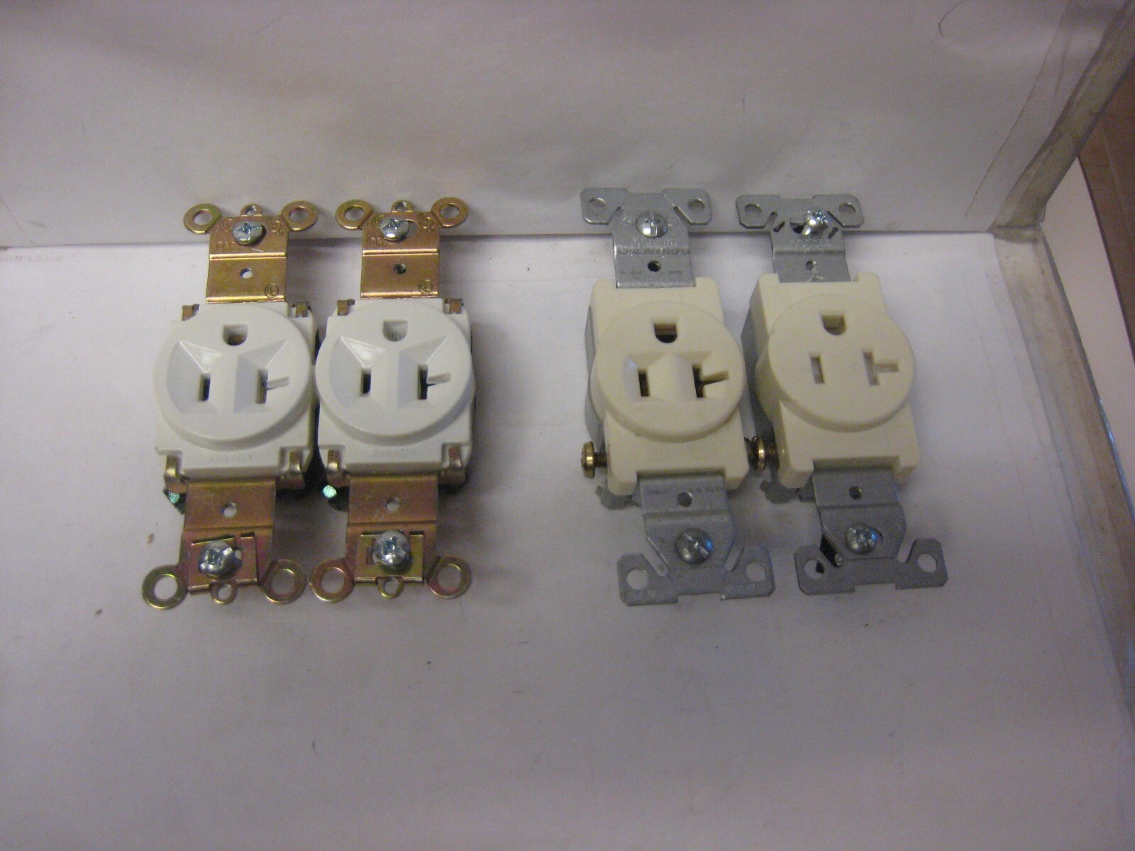 2 Cooper 1877V-Box Single Receptacle 20A, Ivory & 2-Pass/Seymour white 4 total