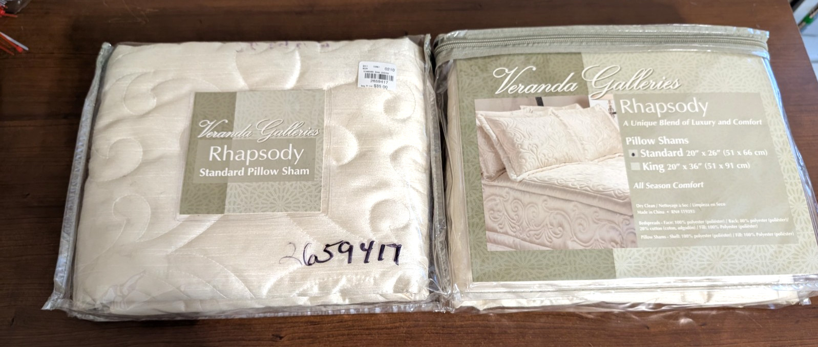 NIP Veranda Galleries Rhapsody OYSTER Standard Sham(s) Pair