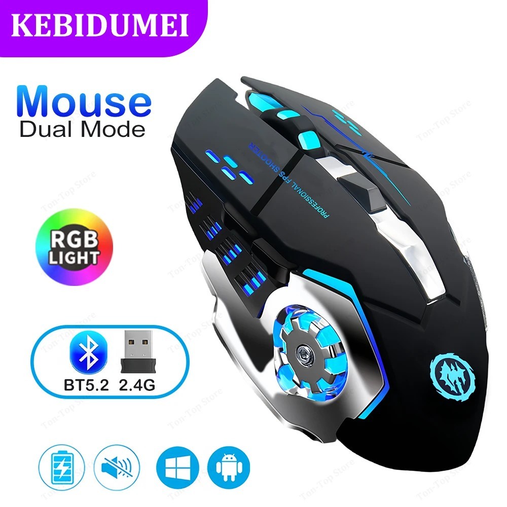 Bluetooth Wireless Gaming Mouse RGB Rechargeable USB RGB Backlit PC Gamer