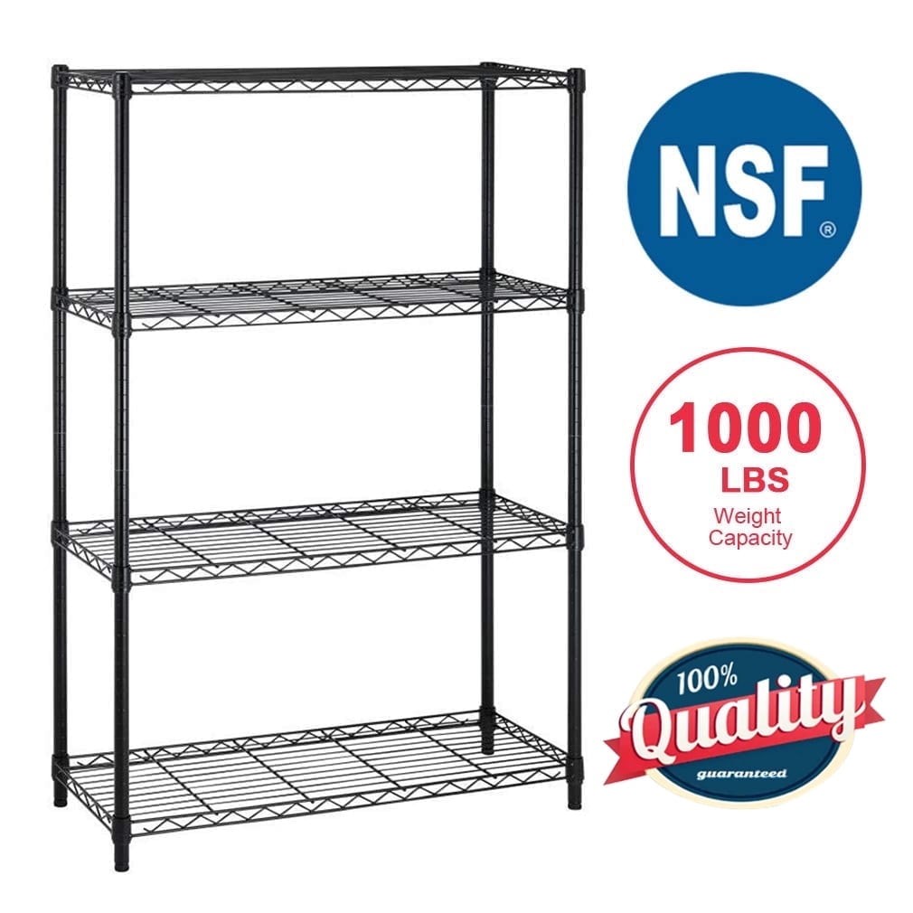 BestOffice 4 Shelf Wire Shelving Unit Garage NSF Wire Shelf Metal Storage Shelve