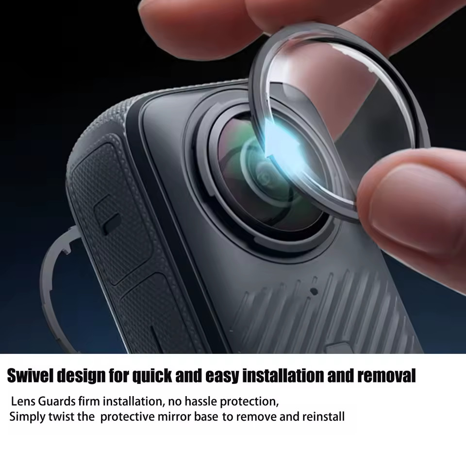 Insta360 X4 Premium Tempered Glass Lens Guards - Scratch-Resistant Protector Cap