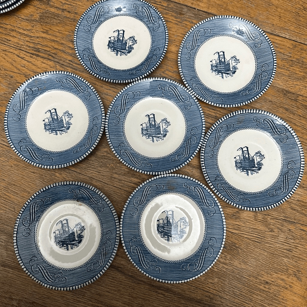 Currier and Ives by Royal Steamboat set of 7 dessert bowls