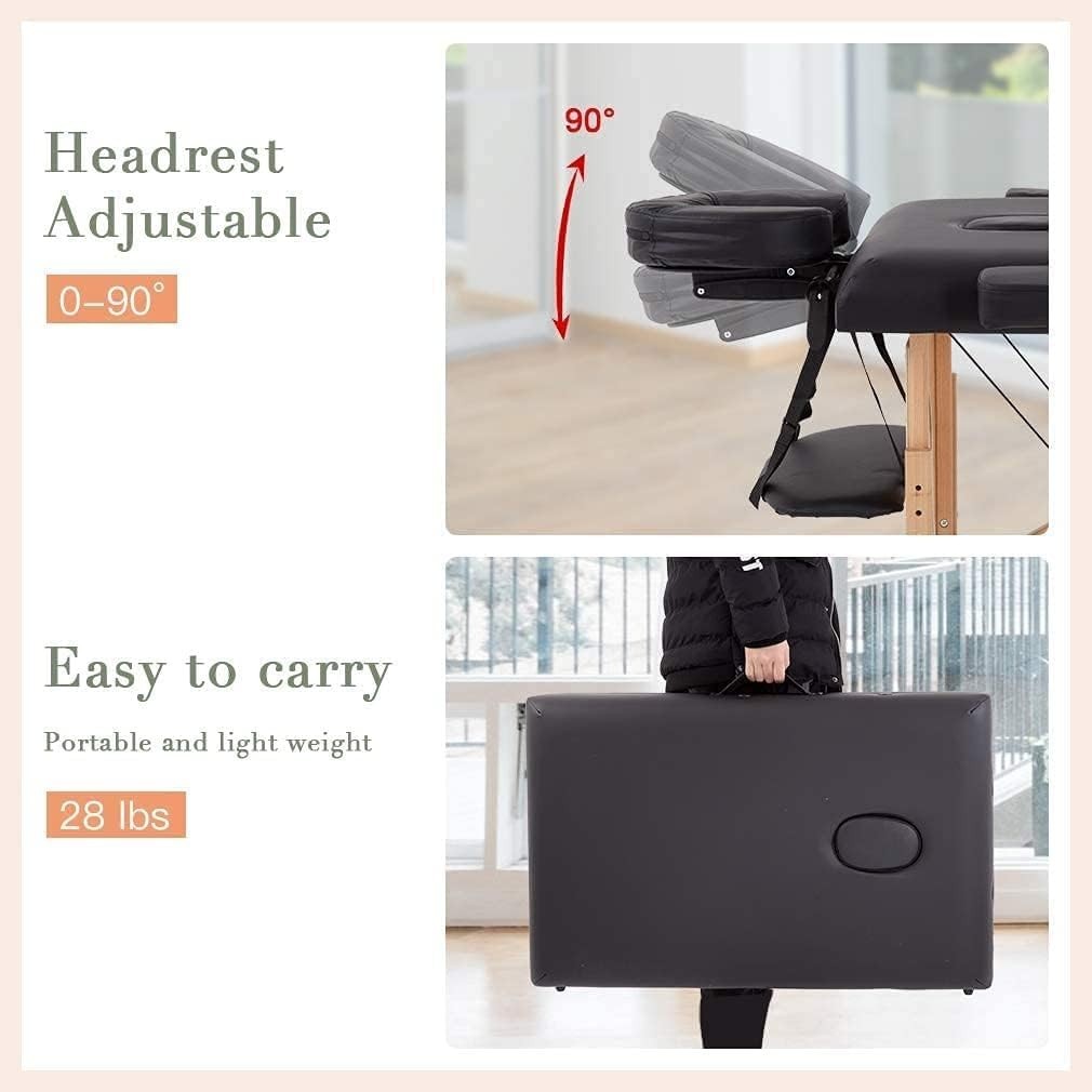 Portable Height Adjustable Massage Table - 24" Wide, 2 Folding Design