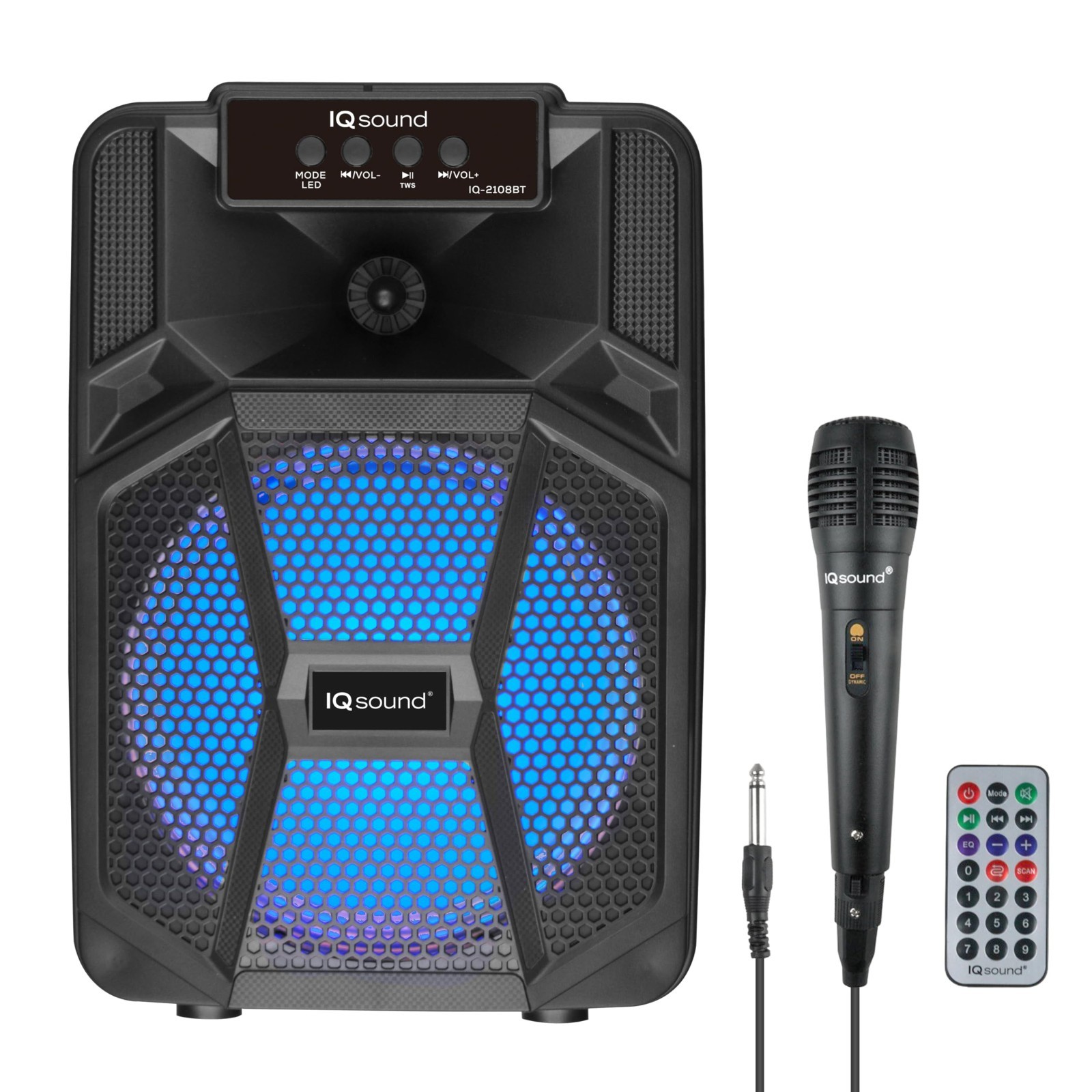 iQ Sound Cyber Flex8 8" Bluetooth Speaker IQ2108BT with TWS & LED Lights