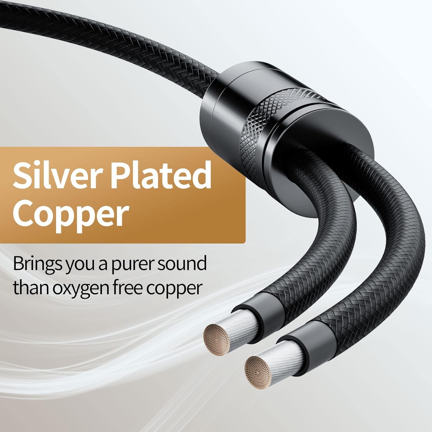 RCA Cable 10 Ft (Real Hi-Fi Sound-Silver Plated Copper- Spring 10 FT