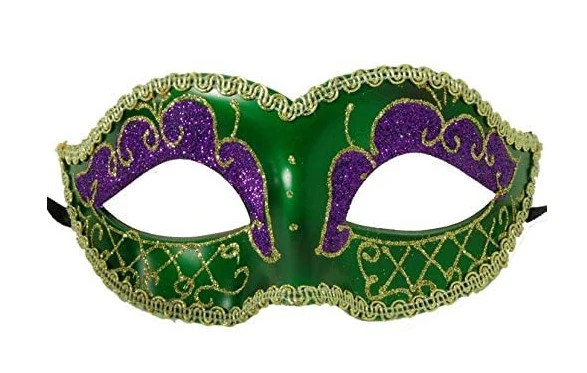 Envy Half Mask - Green/Purple - Mardi Gras - Costume Accessory - One Size