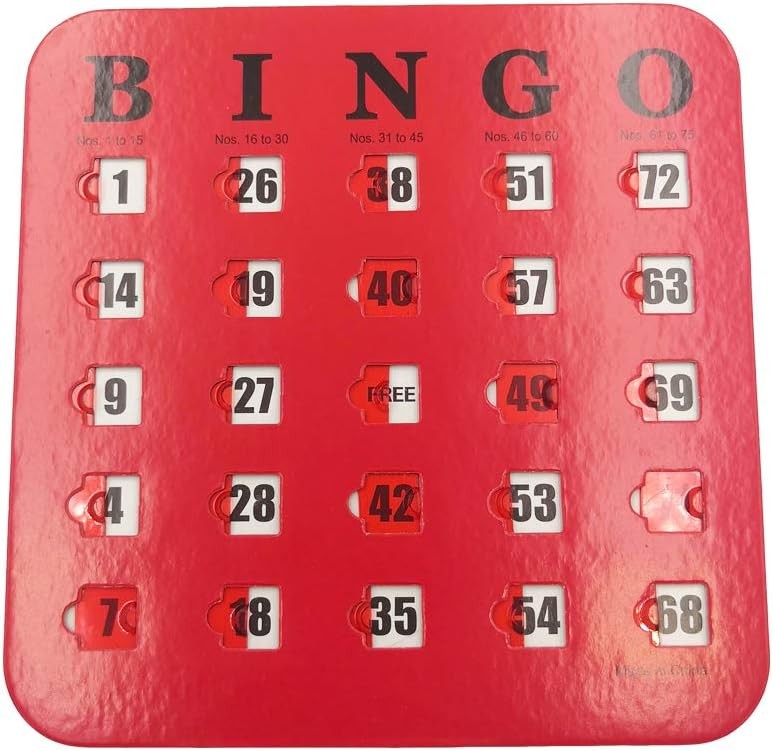 Yuanhe Shutter Slide Bingo Cards - 5 Pack Multi Color Extra Thick Stitched,...