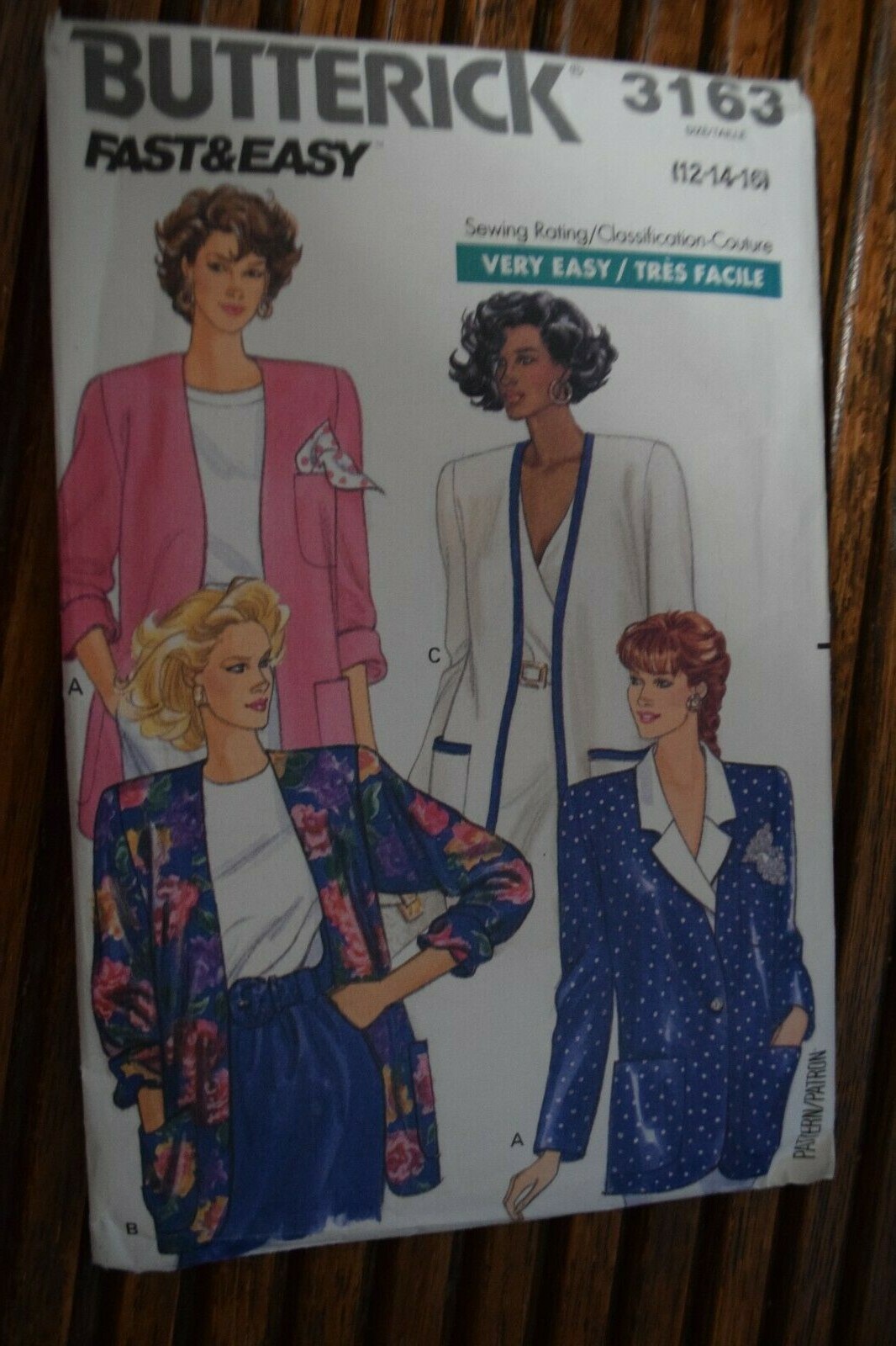 Butterick 3163 Misses'/Misses' Petite Jacket Sz 12 14 16 Uncut