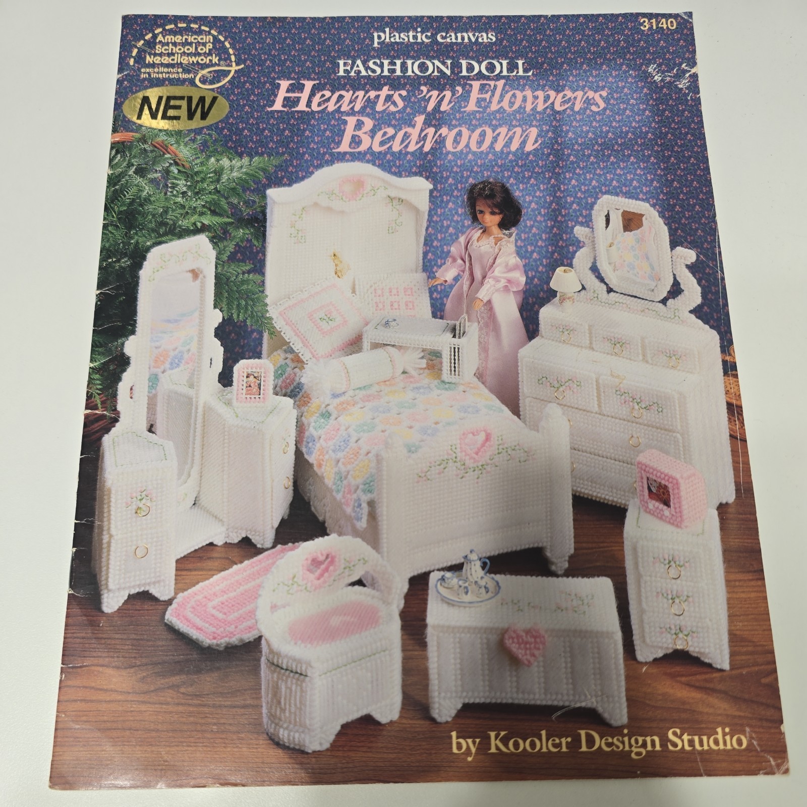 Plastic Canvas Fashion Doll Bedroom Furniture PATTERNS Fits Barbie Hearts Flower