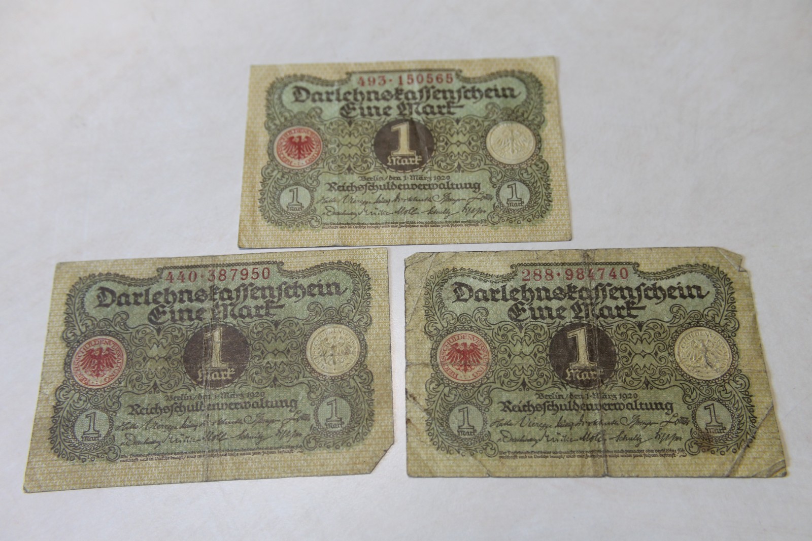 Currency - Germany banknote 1 Mark x3 - 1920