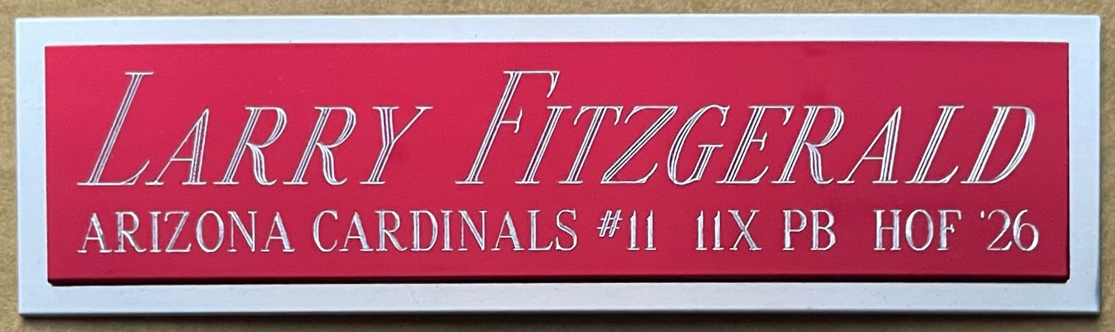 LARRY fitzgerald ARIZONA CARDINALS NAMEPLATE AUTOGRAPHED Signed Football JERSEY